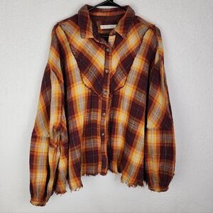 WE THE FREE FREE PEOPLE Kyoto Oversized Double Cloth Swing Flannel L
